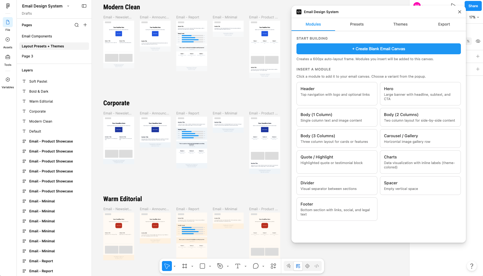 Preset themes available in the plugin